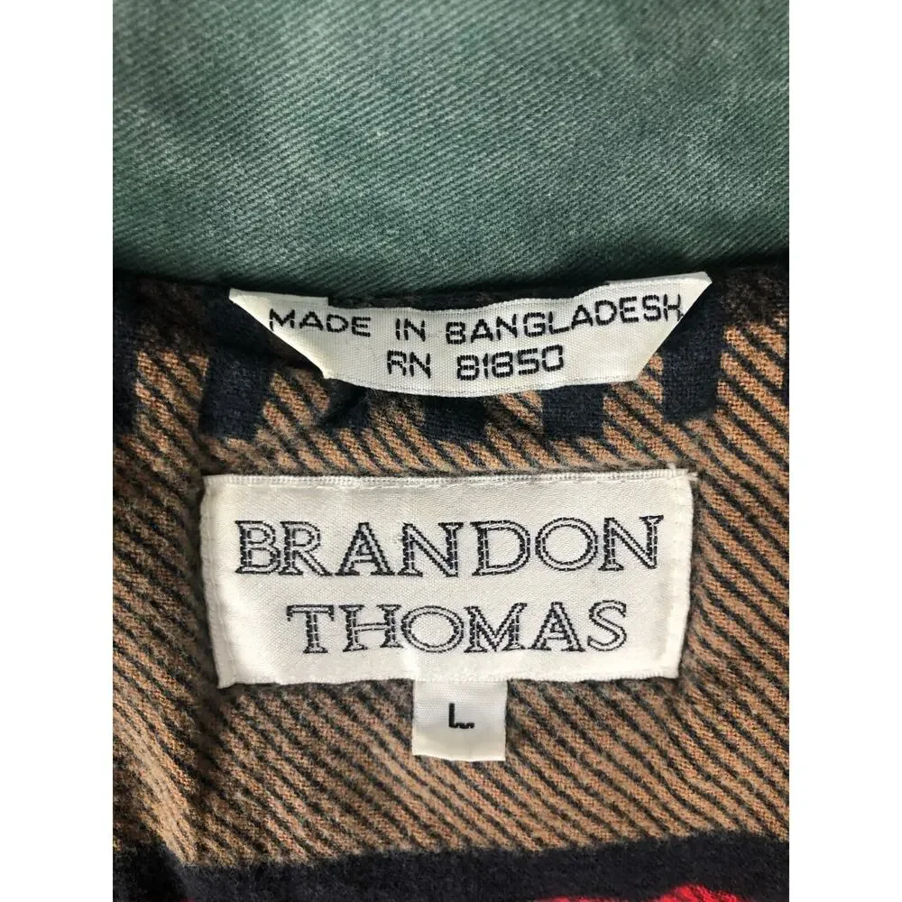 Vintage Brandon Thomas Coat Size large Green multicolor aztec lined Hoodie Jack